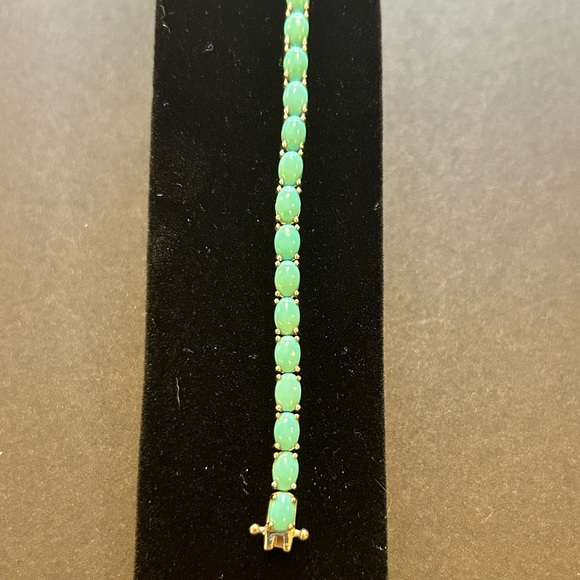 Sleeping Beauty Turquoise Rhodium Over Sterling Silver Tennis Bracelet - 8in - Picture 14 of 15